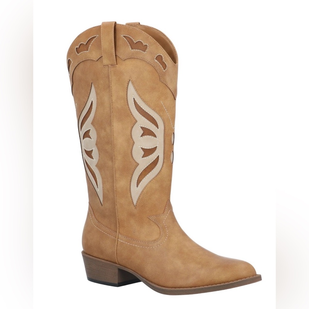 NEW Madden NYC Butterfly Western Boots Cowboy Cowgirl Farmhouse Heel Trendy Chic - Picture 1 of 11